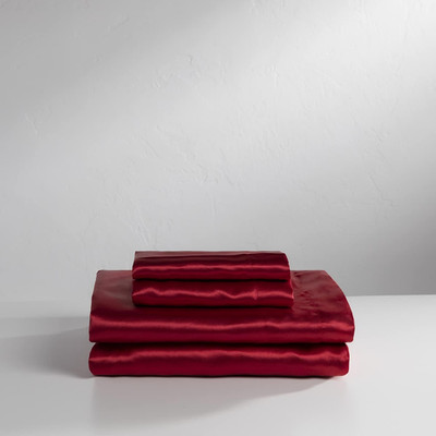 Satin Luxury Sheet Set Cal King Red 4-Piece Set