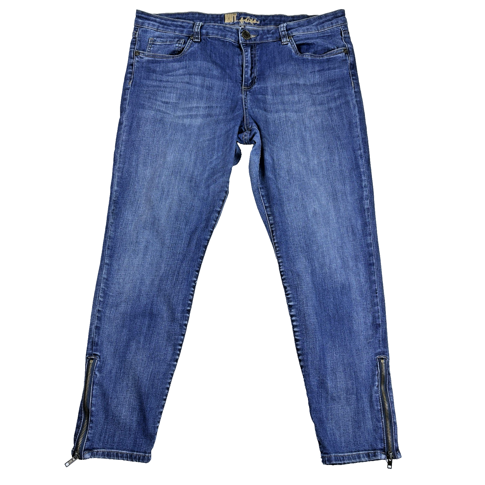 Kut from the Kloth Blue Zipper Ankle Skinny Jeans Women’s Size 14 Stretch Denim