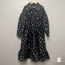 ASOS Edition Dropped Sleeve MIDI Dress W/ Collar In Metallic Floral Jacquard 12