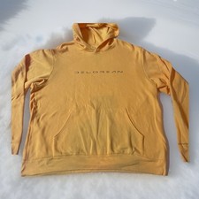 Rare 80’s John Delorean Car Logo Lettering Sweatshirt Hoodie 2XL Yellow Vintage