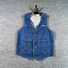 Vintage Sedgefield Do Nothing Vest Mens Medium Blue Denim Button Front Western