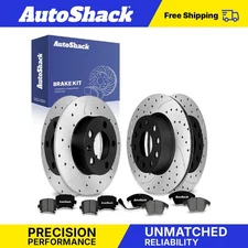 Front Rear Drilled Slotted Brake Rotors Premium Ceramic Pads for VW Jetta