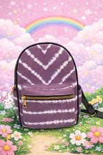 Grey Women  s Mini Backpack Mini Bag Wavy Stripes Black EUC
