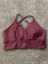 Nike Light Support V Neck Sports Bra Bralette Burgundy M Active Athleisure Sport