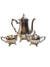 International Silver Company Silver Plated Tea Kettle With Sugar Bowl & Creamer