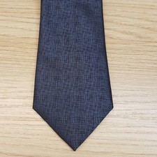 ALFANI Mens Neck Tie Black Charcoal Crosshatch Grid Slim Modern Classic