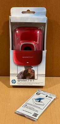 HP Sprocket 2-in-1 Portable Instant Printer Red Sticky Back Sheets OPEN BOX