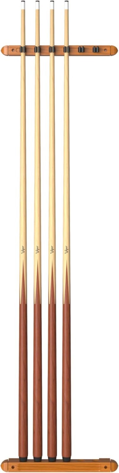 Space Saving 2-Piece Wall-Mounted Hardwood Cue Rack for Game Room Organization
