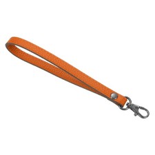 Leather Wristlet Strap, 190mm Hand Wrist Lanyard Leather Orange, Black 