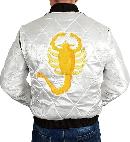 Men's Stylish Scorpio Logo Embroidered Lightweight Causal Fashion Quilted White