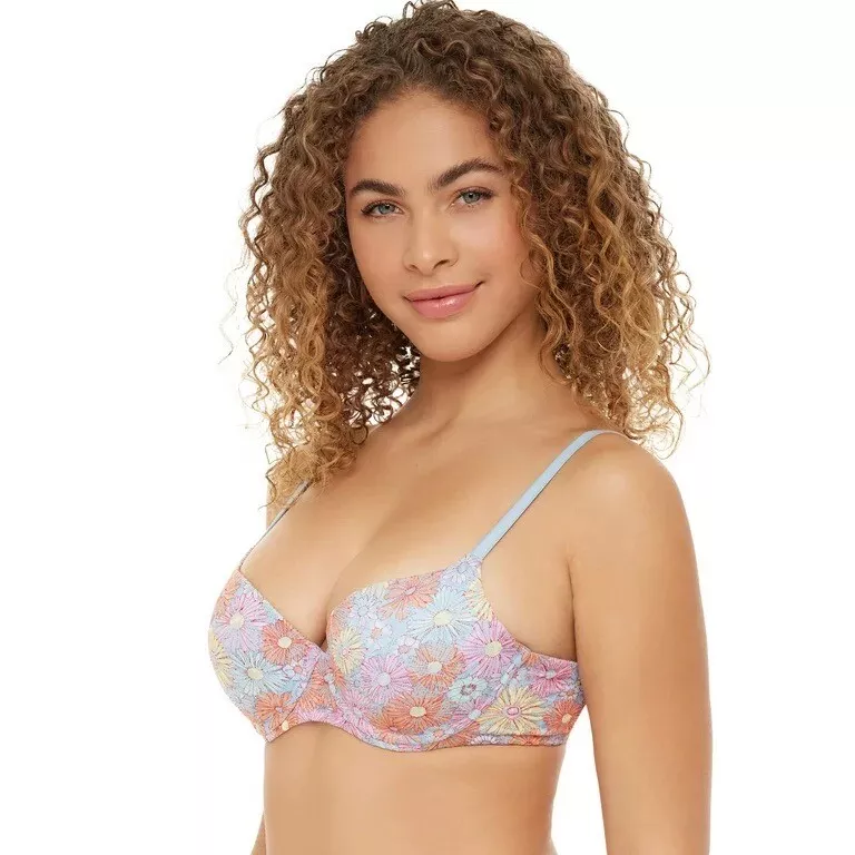 No Boundaries Junior s All Over Floral Lace Push Up Bra Size 36A
