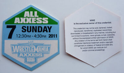 WWE Wrestle Mania 2011 All Axxess Light Blue #7 Concert Pass