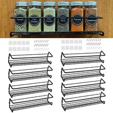 Set of 8 Wall Mount Spice Rack Organizer Hanging Seasoning Rack Cabinets Shelf
