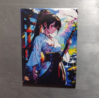 Anime Samurai Girl Magnet for Refrigerator Safe Fridge Katana 2A Man Cave Pin Up