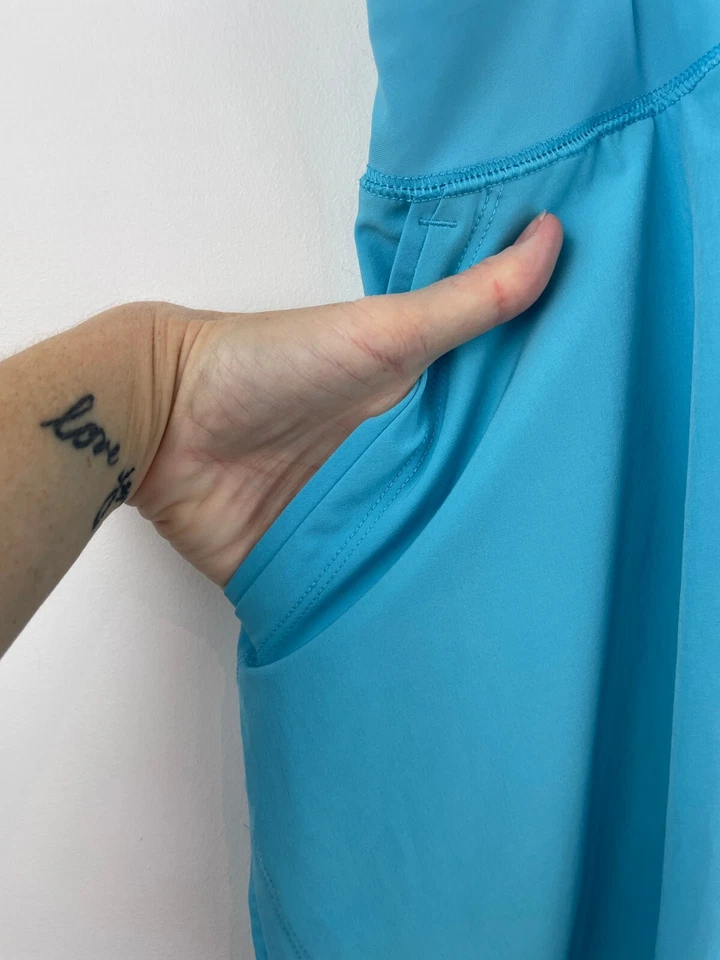 Lands End 20W 裙短裙蓝色女式 A 字弹性腰部弹力 A3-06 — 第 3/4 张图片