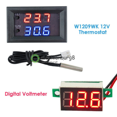 DC12V LED Thermostat Temperature Controller + DC 4.7 ~ 32V Voltage Meter W1209WK