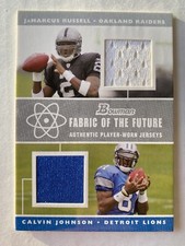 2007 Bowman Fabric of the Future #ed 21/50 Calvin Johnson / Russell #FFD-RJ RC