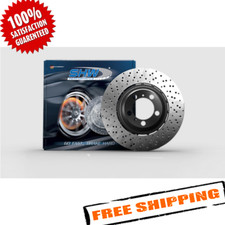 SHW BRL43503 Left Rear Cross-Drilled Brake Rotor for 2020-2021 BMW X3 M 3.0L