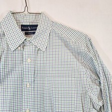 Ralph Lauren Classic Fit White Purple Stripe Long Sleeve Button Up Mens 16L