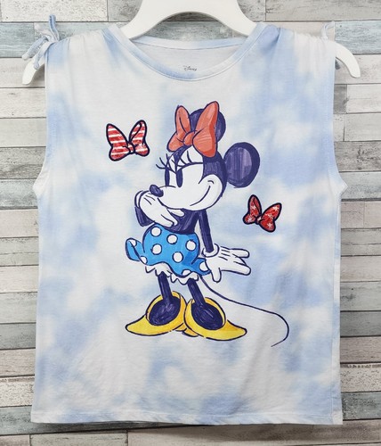Disney Minnie Mouse Shirt Girls XL 14 16 Americana Tie-Dye Short Sleeve Blue