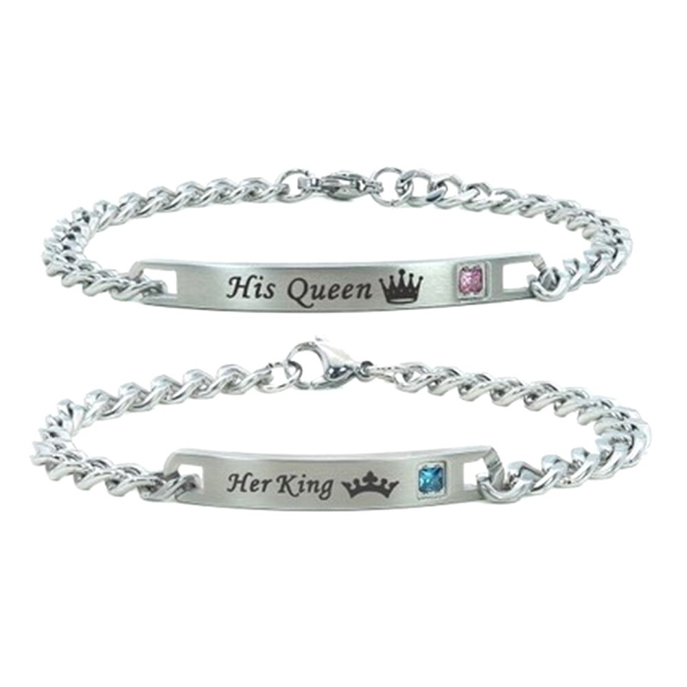 Partner Armbänder Metall Freundschaftsarmbänder Liebe His Queen Her King Silber