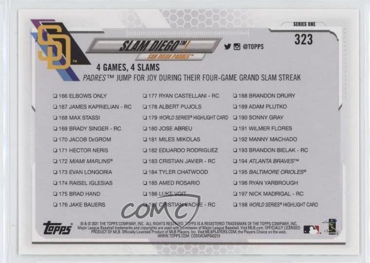 2021 Topps Checklist WalMart Gold Stars San Diego Padres Fernando