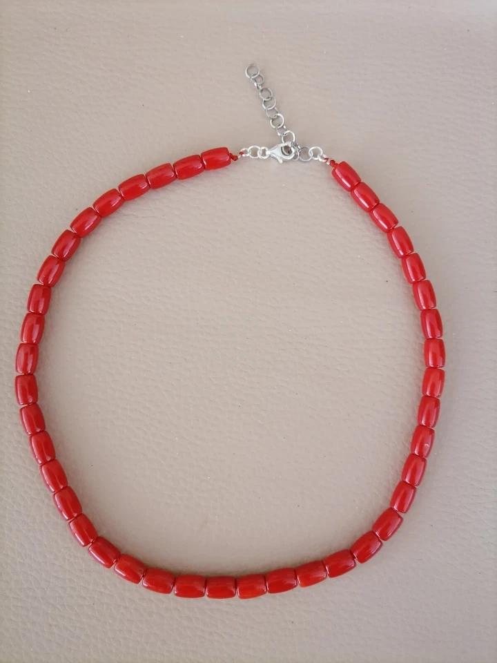 Collana ch. argento 925 cm 44/48 CORALLO Rosso, naturale - Immagine 2 di 4