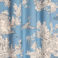 Pastorale Toile De Jouy Blue 280cm Fabric Cotton French Classic Curtains