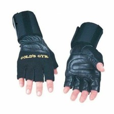 Gold Gym LEATHER WRIST RAP SUPPORT WEIGHT LIFTING GLOVES EXERCISE TRAININ Uneed