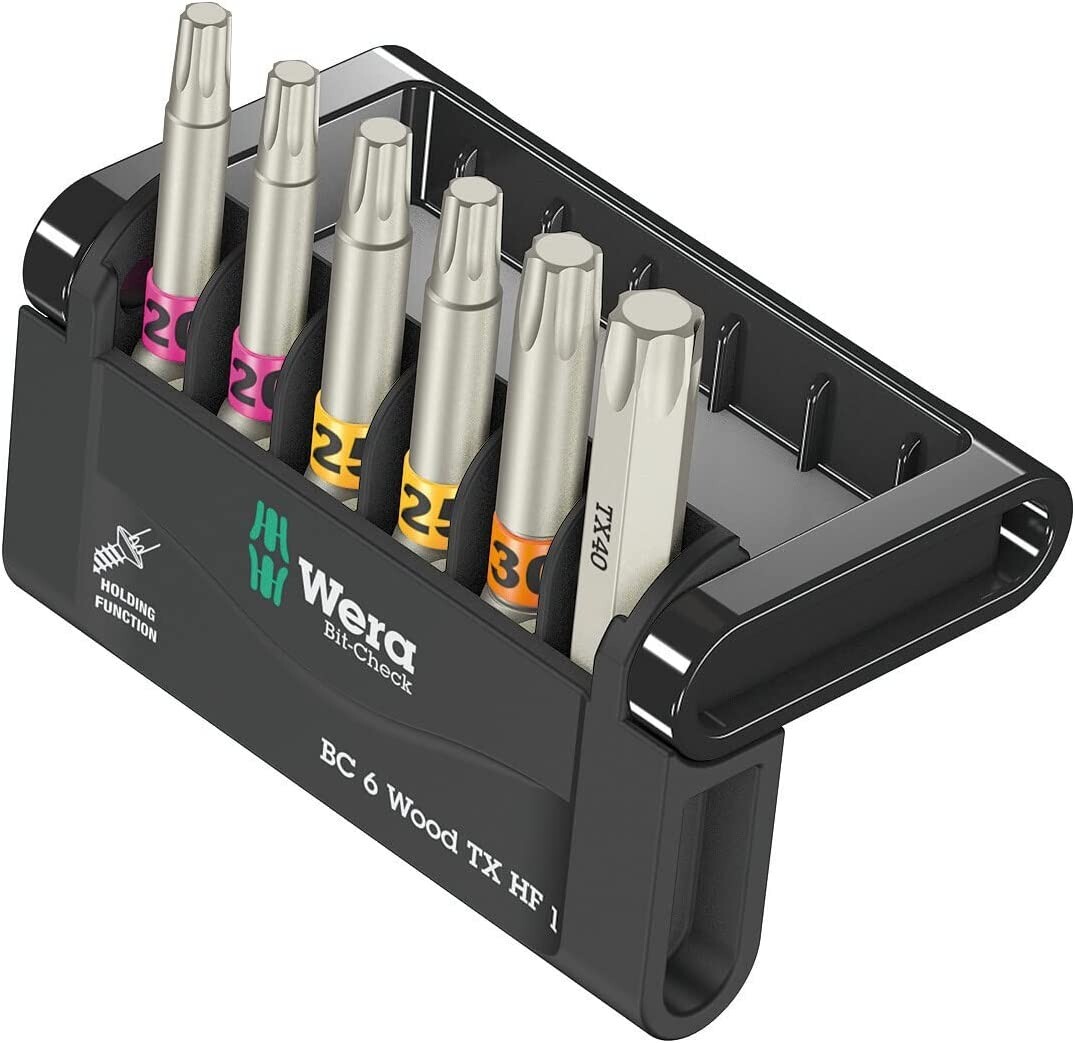 Wera 056470 Bit-Check 6 Wood TX HF 1 Screwdriver Bit Set Torx T20-T40