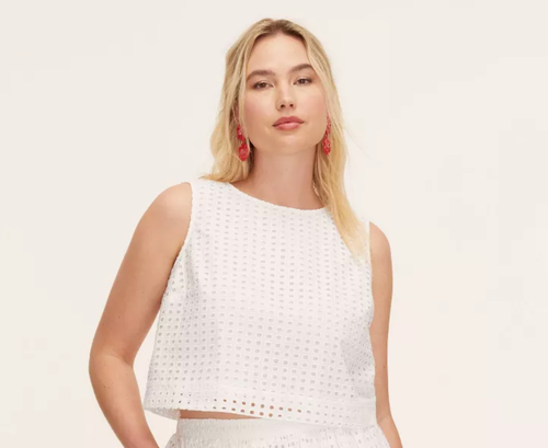 Kate Spade New York x Target Women's Eyelet Shell Tank Top White S