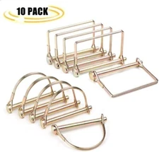 10PACK 1/4" TRAILER COUPLER SAFETY SNAP LOCKING PIN SQUARE AND ARCH TOWING HITCH