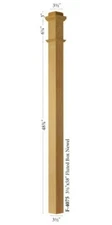 F-4075S Fluted Solid Poplar Plain Box Newel Post