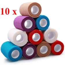 10 Rolls Stretch Bandage Wraps Gauze 4'' x 5 Yards Cohesive Vet Tape 5 Colors