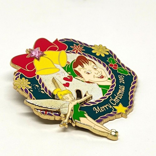 Disney Japan 2003 M&P Christmas Peter Pan Tinkerbell Slider Sparkle Pin LE 1200 - Picture 6 of 8