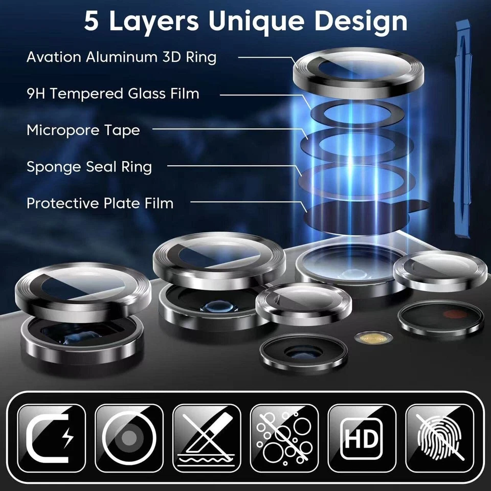 For Samsung Galaxy S23 Ultra S23 Plus Metal Rings Camera Lens Protector Cover - Image 2 of 4