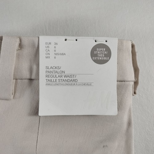 NWT H&M Dress Slacks Side Zip Beige Pants Womens Size 6 - Picture 3 of 8