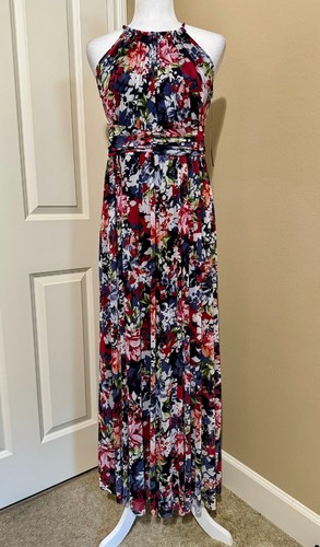 NWT Maggy London Women Multi Floral Mesh Jersey Maxi Dress Size 2 - Picture 2 of 12