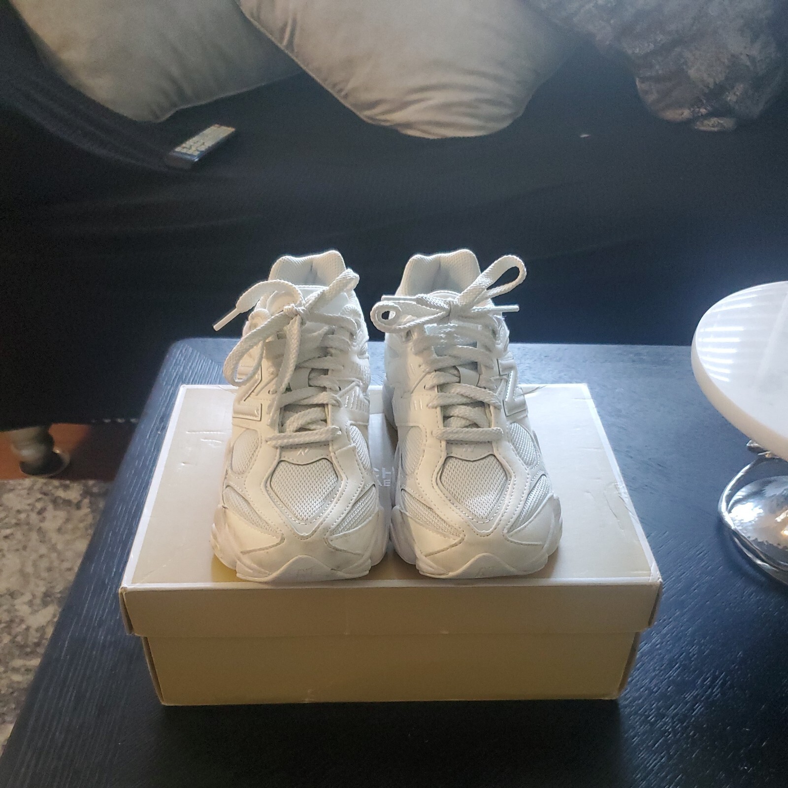 Girls' Size 3.5 New Balance 9060 Triple White Sneakers