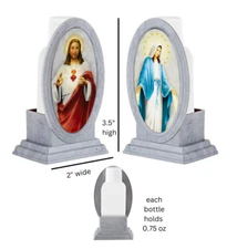 Sacred Heart of Jesus & Mary Holy Water Bottle Holders with EMPTY Bottles