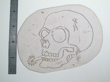 vtg 1960s Tattoo Flash acetate stencil Joint Smoking Skull signed SK3