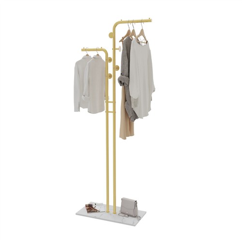 Heavy Duty Gold Coat Rack Stand Strong Marble Base Stand Clothes Rail Nighstand - Picture 12 of 12