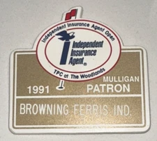 Houston Open PGA Golf Patron Badge Ticket Stub Browning Ferris Individual 1991