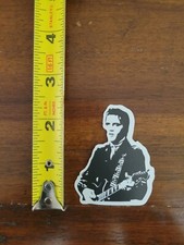 Elvis Playing Guitar Black White Sticker