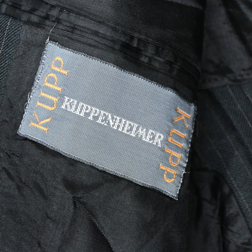 Vtg Kuppenheimer 42S 34x39 Black Stripe Wool Mens Sport Coat Jacket Pants Suit - Image 4 of 4