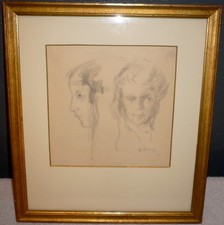 AUGUSTE BROUET 1872-41 ORIGINAL DRAWING PORTRAIT PROFILE FRENCH ART SKETCH