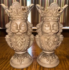 Brown Polyresin Nutcracker Christmas decor Candle Holders 9" Holiday Time