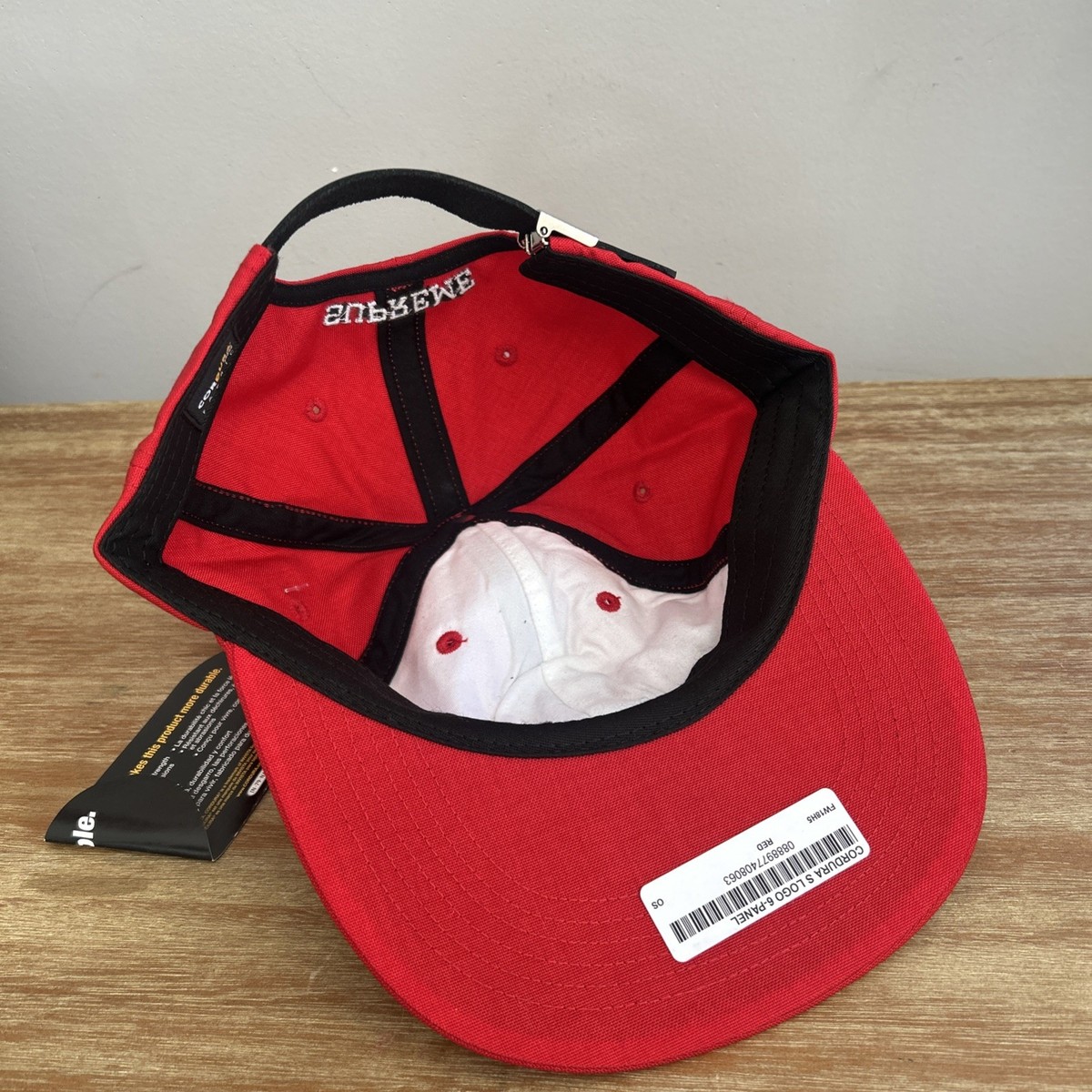 Supreme Cordura S Logo 6-panel Cap Red Hat FW18 USA NWT DS Leather