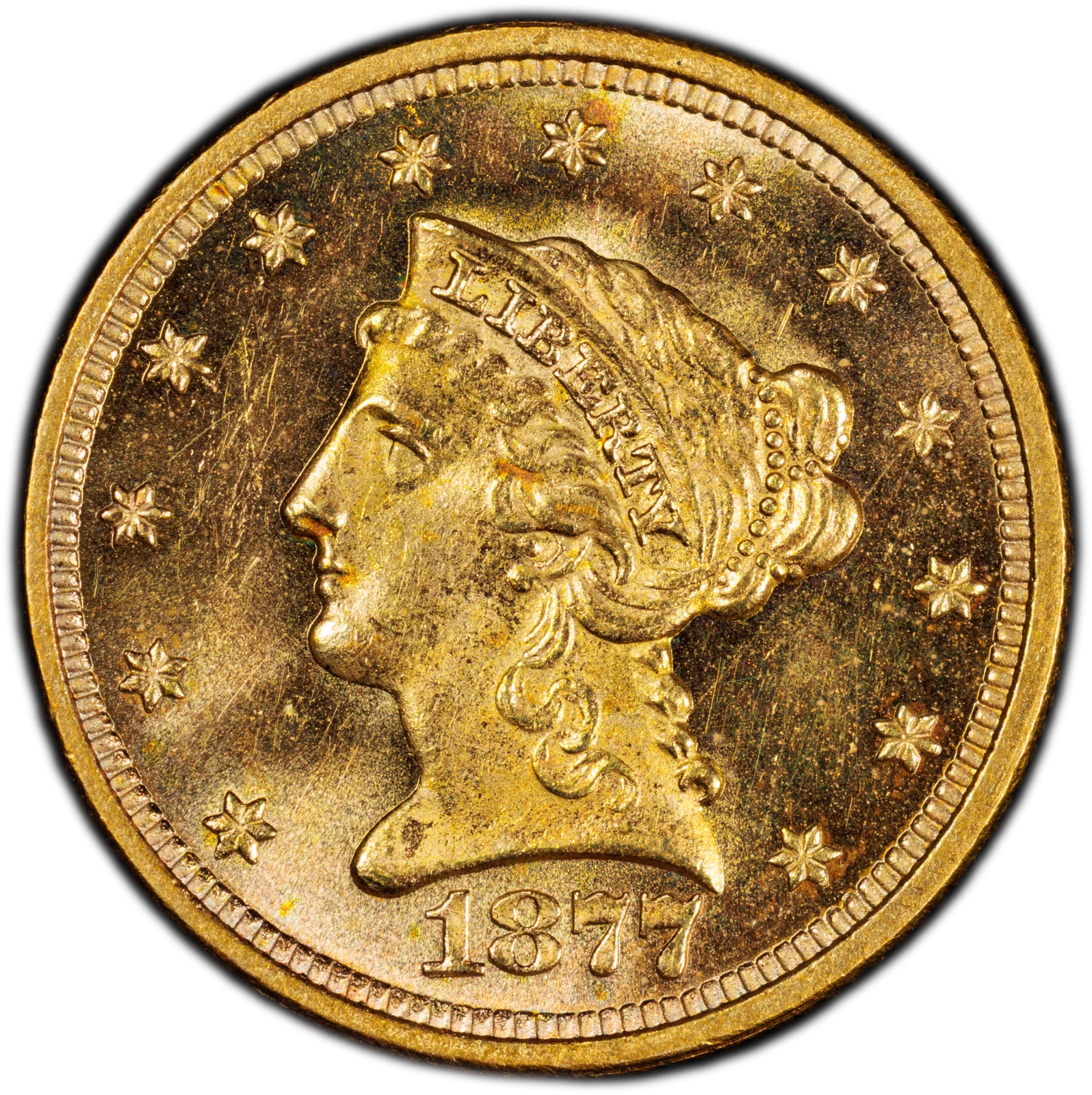 1877 $2.50 Liberty Head Quarter Eagle PCGS MS64+ (CAC)