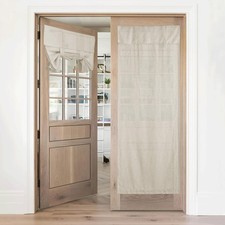 Natural Linen Blended French Door Curtain Privacy Light Filgtering Tricia Win...
